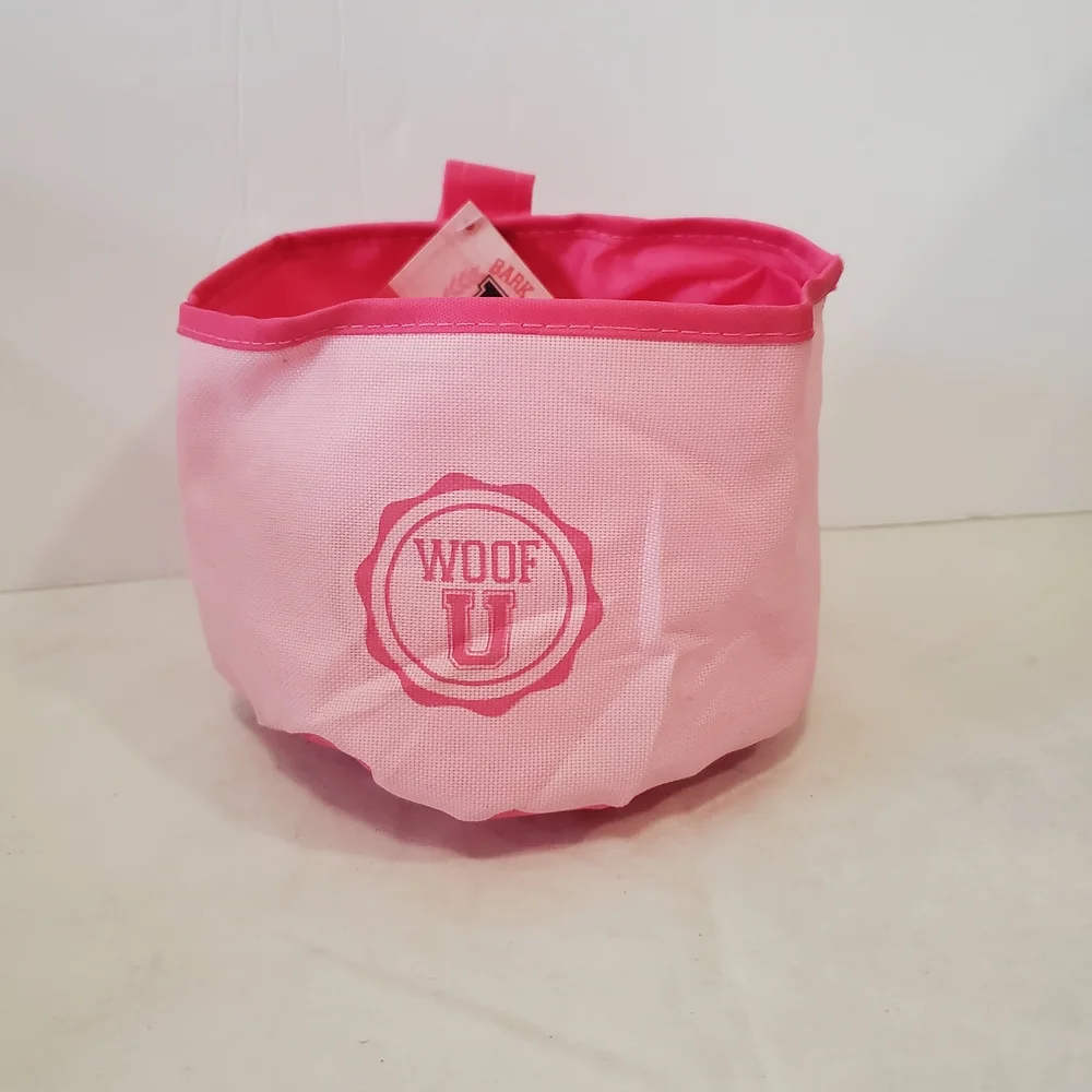 Pink Collapsible Travel Dog Bowl